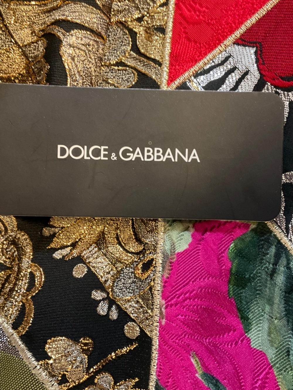 DOLCE & GABBANA GOLD MULTI METALLIC JACQUARD PATCHWORK COCKTAIL DRESS - Picture 7 of 7